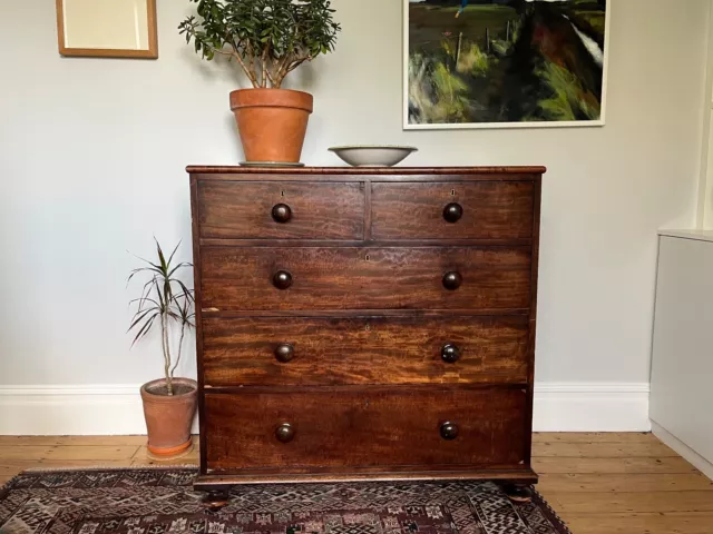 Antique large Victorian wood chest of drawers