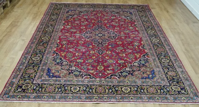 Large Vintage Handmade Rug Medallion Wool Carpet For Living Room 290 X 195 Cm