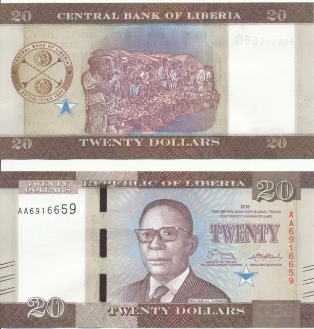 Liberia - 20 Dollars 2016 UNC - Pick 33a