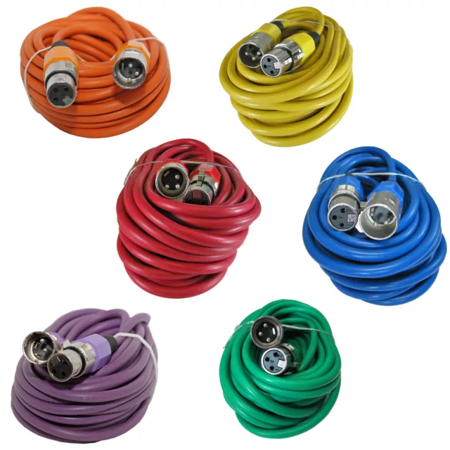 6 mixed color 25 ft foot xlr 3pin male to female mic microphone snake cable cord