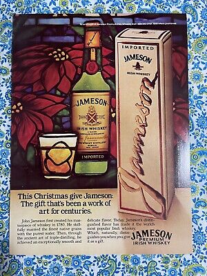 Vintage 1985 Jameson Irish Whiskey Print Ad Christmas Ad Premium Whiskey