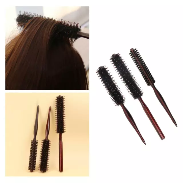 Natural Boar Bristle Hair Brush Hair Comb Small Roller Round Brush Wind Comb for