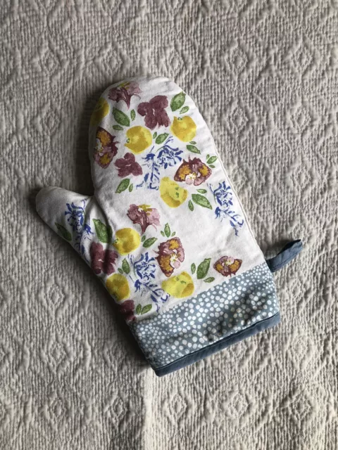 National Trust - einzelner Ofenhandschuh - Baumwolle Blumen Blockdruck - Sehr guter Zustand