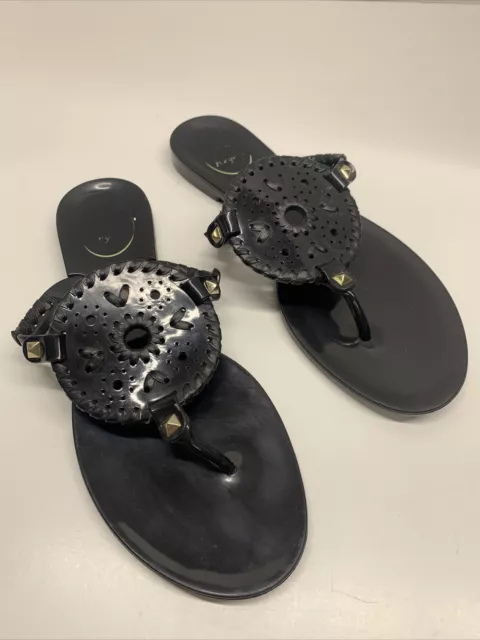 Jack Rogers Georgicia Jelly Sandals Thong Flip Flops Shoes Black Women's Size 7