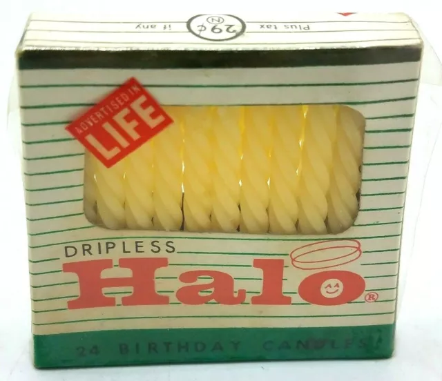 Vintage NOS Sealed HALO Dripless Birthday Candles 24-Pack 2" Twisted