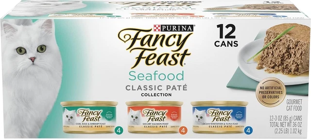 Purina Fancy Feast Seafood Classic Pate Collection Grain Free Wet Cat Food Varie