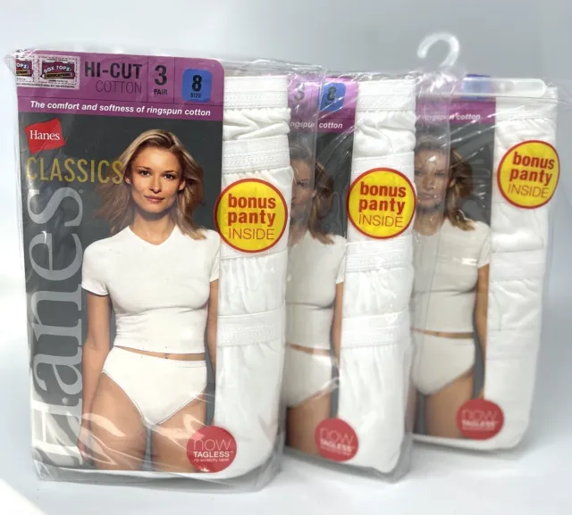 NEW WOMEN'S HANES Set of 3 White Briefs Underwear Panties Wedgie Free Size  6 $9.88 - PicClick
