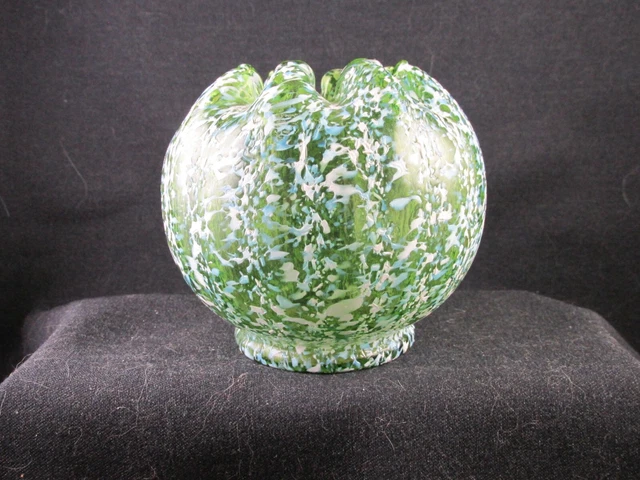 Eapg C1905 Dugan Glass Venetian Japanese Rose Bowl Blue White Frit Granite Ware