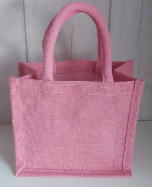 Pale Pink Small Jute Gift Bag Party Bag Tote. Reusable, Sustainable & Ethical