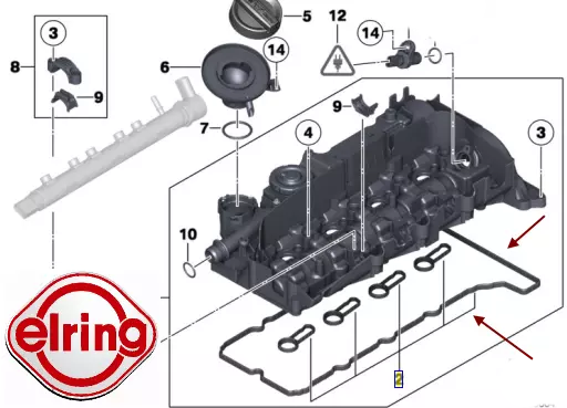 ELRING Rocker Cover Gasket for BMW F10F11 518d,520d,525d BMW 11128511814