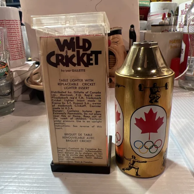 Vintage Gillette Wild Cricket Table Top Lighter~~1976 Canada Olympics-NOS