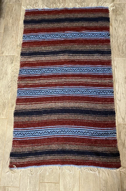 Vintage Mexican Rug Southwestern 59 36” Made in Mexico