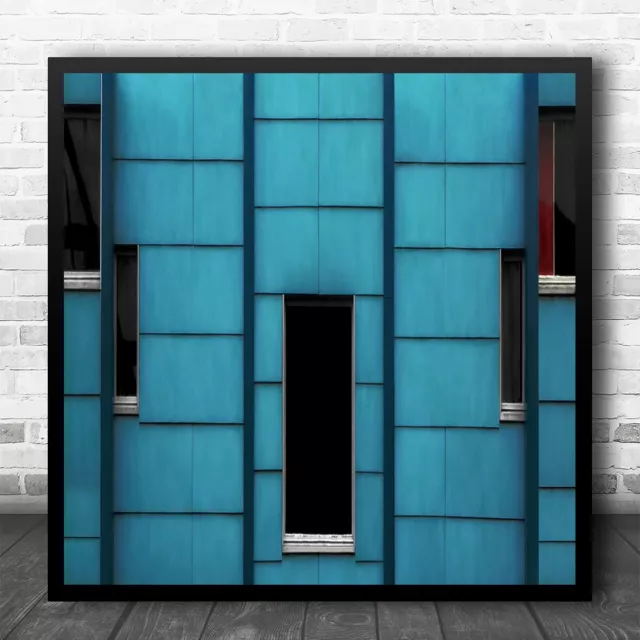 Fünf Stück lange Fenster dünn blau Gebäude quadratisch Wandkunstdruck