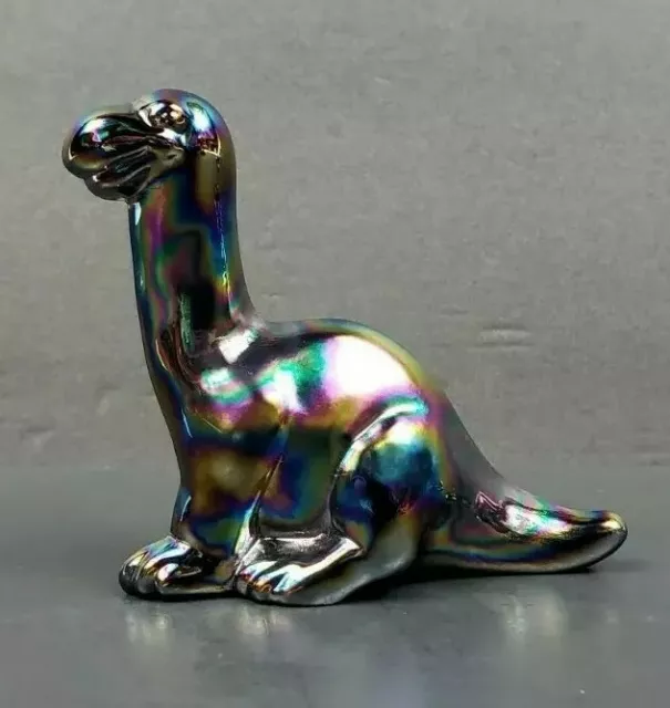 FENTON Made By Mosser Amethyst Carnival Iridized DINOSAUR Glass Figurine *NEW*
