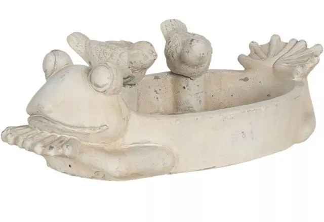 Clayre & Eef Vogeltränke Frosch Stein Gartendeko 55667