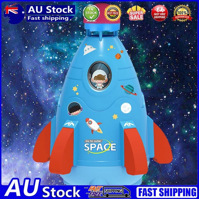 Space Rocket Sprinklers Rotating Water Powered Launcher Summer Fun Toys (Blue)