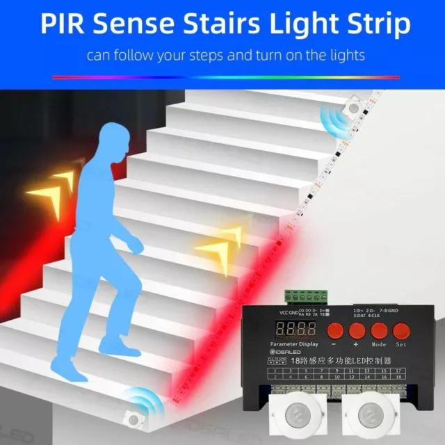 Komplettes LED-Streifen-Kit mit sequentiellem Bewegungsmelder für progressive Be