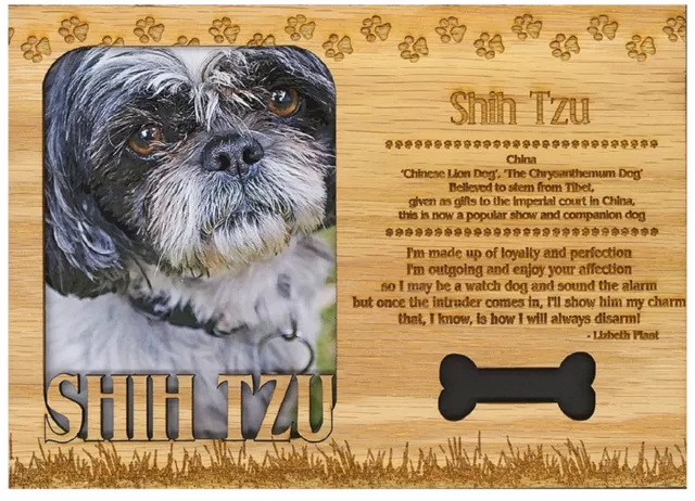 Shih Tzu Engraved Wood Picture Frame Magnet