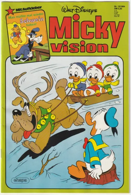 ✪ MICKYVISION #12/1984 + Aufkleber/Sticker, Ehapa COMIC-HEFT Z1/1- *Walt Disney