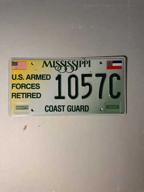 MISSISSIPPI u.s armed forces retired coast guard license plate "1057C”