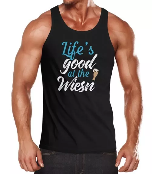 Tanktop uomo Life is good at the Wiesn Spruch camicia muscolare tank top muscolo