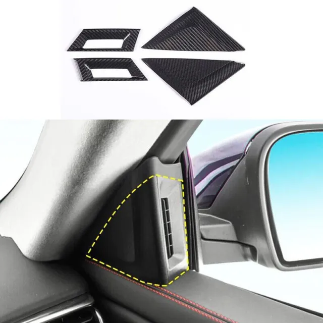 For 2014+ Maserati Ghibli Carbon Fiber Car Interior Triangle A-Pillar Cover Trim