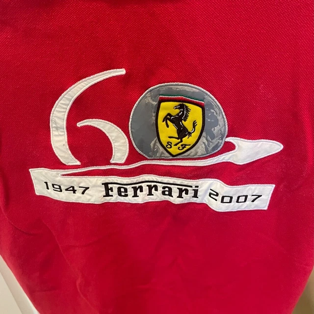 Ferrari Performance Polo Adult M Red Embroidered VTG 60h Anniversary 1947-2007