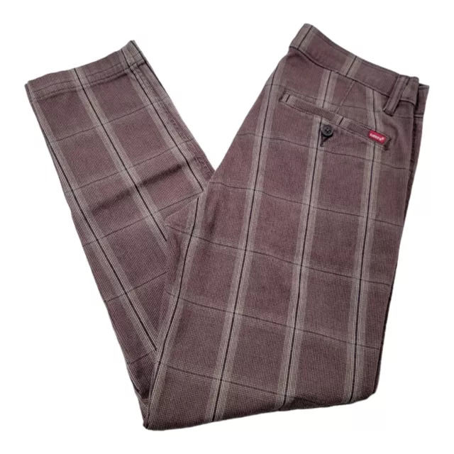 Levis XX Chino Standard Taper Pants Mens Size 30x30 Brown Plaid Khaki Stretch