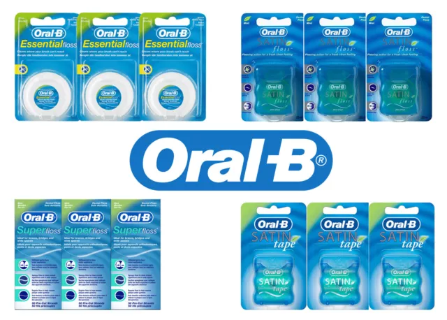 3 Pack x Oral B Dental Essential Floss, Super Pre-Cut Floss, Satin Tape (3 Pack)