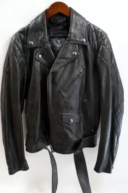 Belstaff ARLINGHAM Print Biker Jacket  Leather Size 44  $2195 retail #317 2