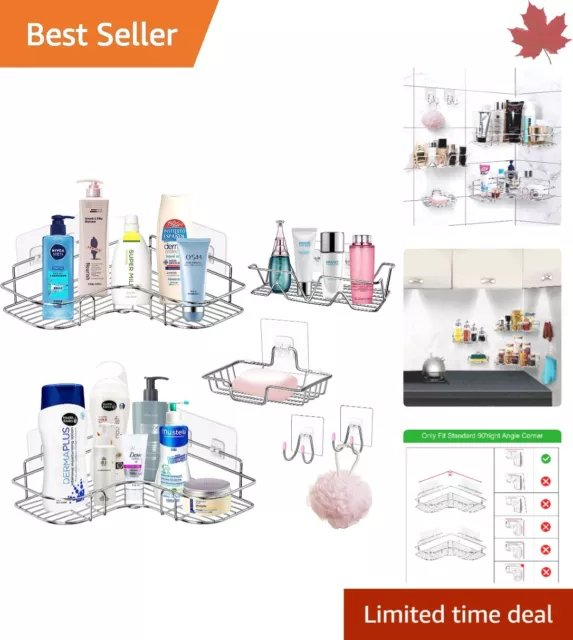 Rust-Proof Stainless Corner Shower Caddy - Durable - Space-Saving - Easy Install