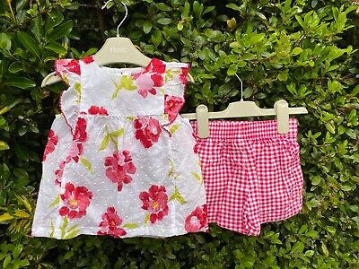 Girls Summer Outfit/set Frilly Top/blouse/tshirt And Shorts Size 3 Years