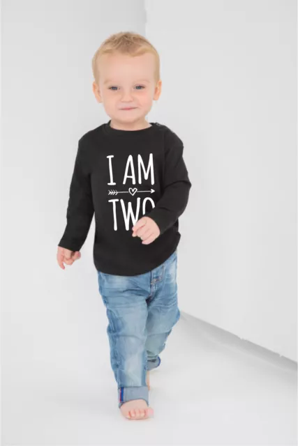 I Am Two 2nd Birthday Kids LONG SLEEVE T-shirt Birthday 2 Childs Age 2 year