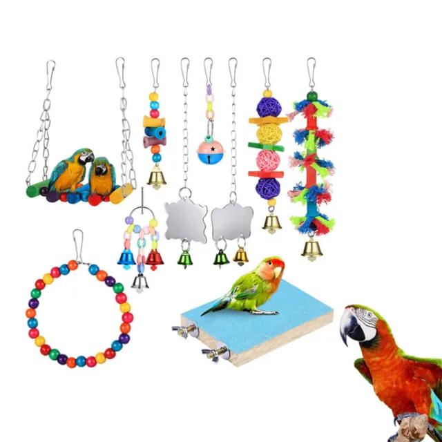 10pcs Parrot Hanging Swing Bird Cage Toys Parakeet Cockatiel Budgie Harness Toys