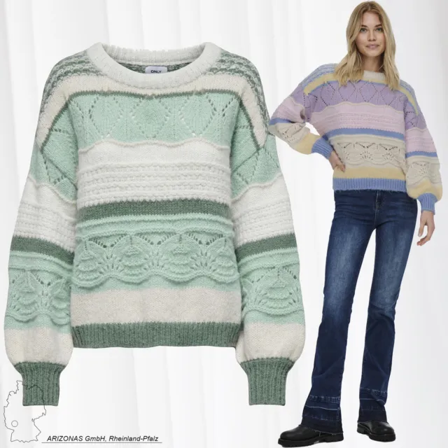 ONLY Women Pullover Coarse Structure Knit Multicolor Sweater ONLADINA NEW