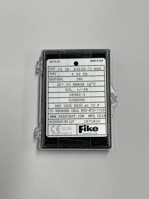 New Fike 0.25 " Burst Rupture Disc P St Fs A3039-71