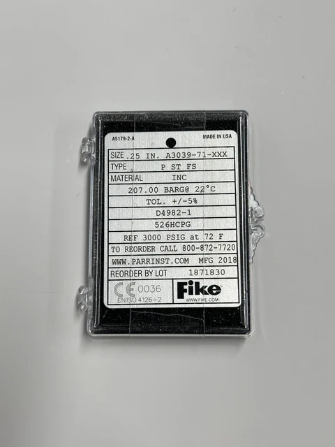 New Fike 0.25 " Burst Rupture Disc P St Fs A3039-71