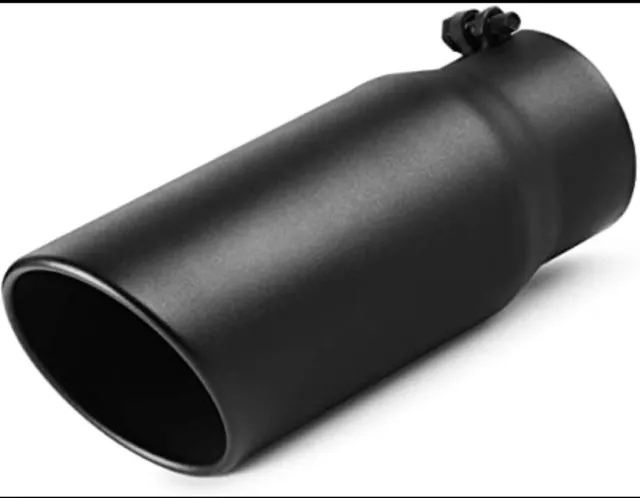 Exhaust 2.5" Inlet 4" Outlet 12in Long Bolt Exhaust Tip Black Stainless Steel