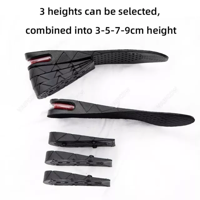 9cm Unisex Shoe Insert Taller Lift Height Up Increase Heel Insoles UK 2