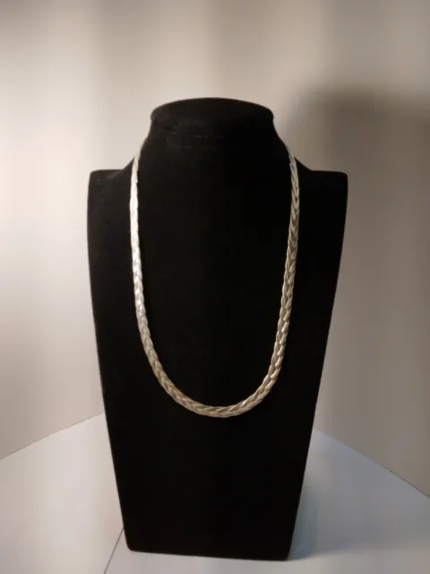 Sterling Silver .925 Woven Herringbone Chain Necklace 19.75" 17g NE18