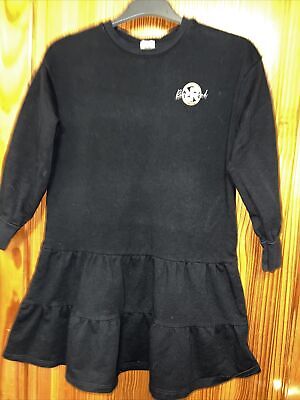 River Island Logo Drop Hem Dress Black Girls Age 7-8 Years