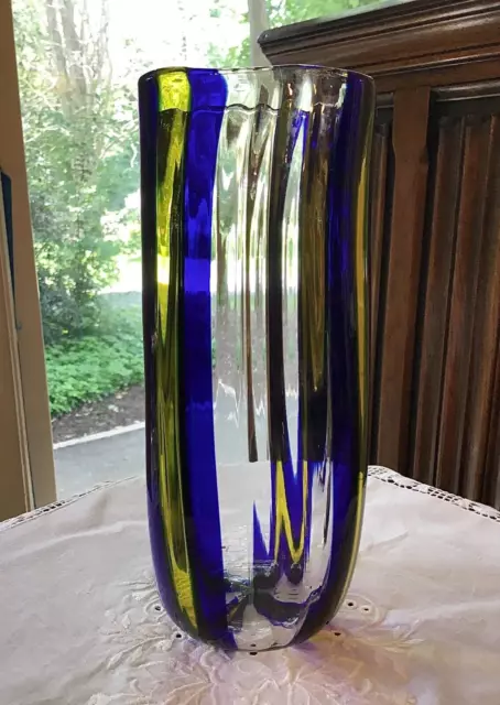 Oggetti Studio Murano 8.5" Art Glass Vase / Renaissance Stripes Pattern Italy