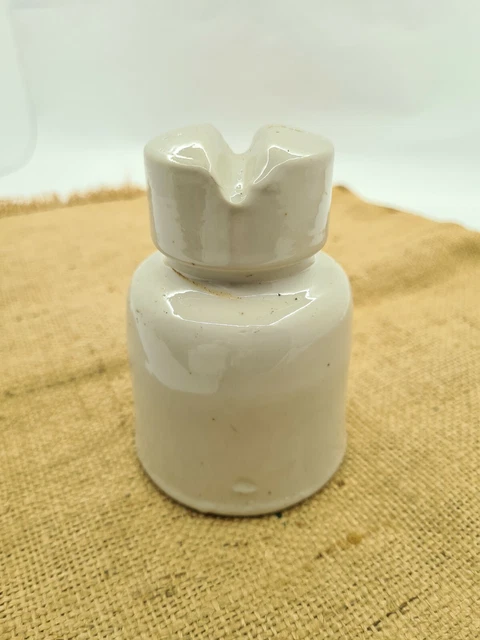 Vintage Soviet White Ceramic Insulator  Telegraph Porcelain Dielectric USSR 1968