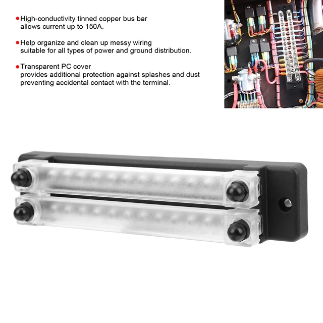 24 TERMINAL BUS Bar 150A BusBar Block With Transparent Cover For Marine ...
