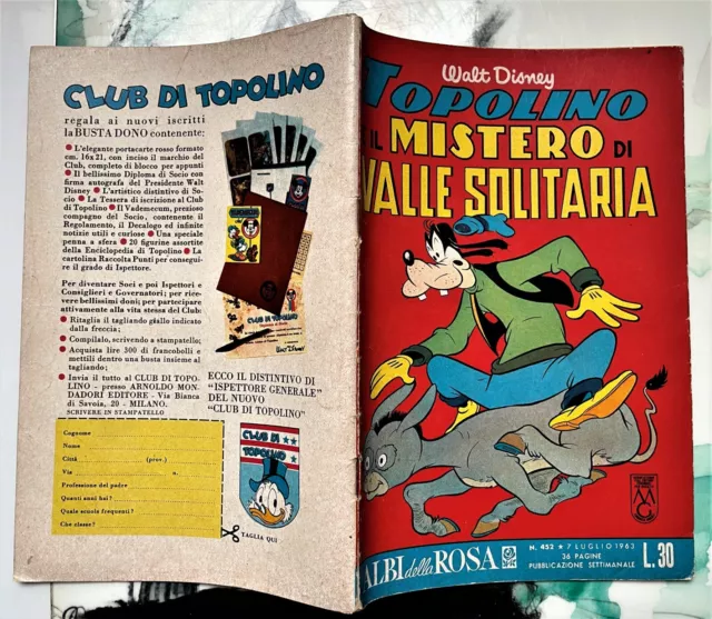 Albi della ROSA  TOPOLINO   n.452 1963  buono/ottimo