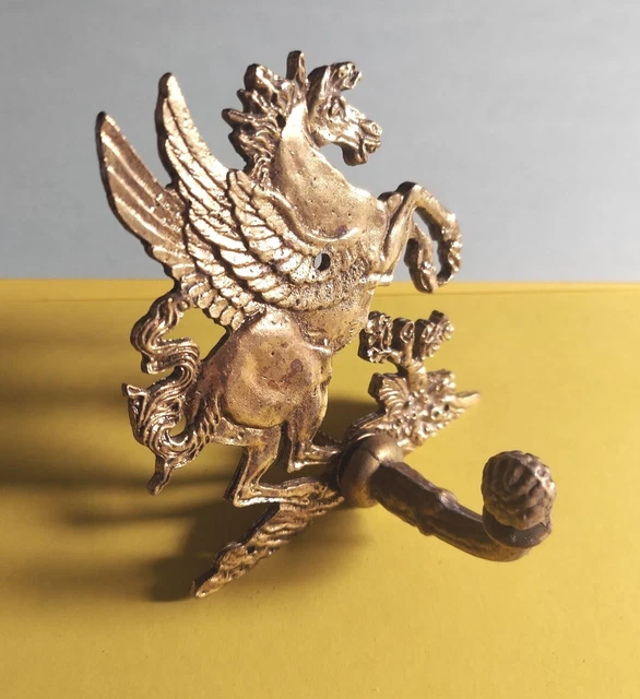 Vintage James Papalia Original Pegasus Ornate, 1963 Brass Towel Hook Signed