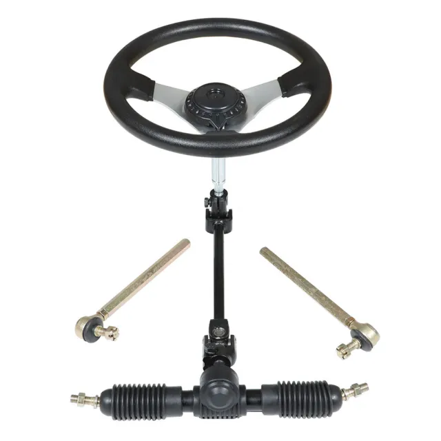 For 110cc Go-Kart ATV Steering Wheel Steel Kit Gear Rack Pinion Adjustable Shaft