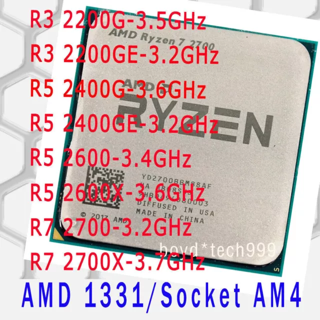 AMD CPU Ryzen 3 2200G 2200GE 5 2400G 2400GE 2600 2600X 7 2700 2700X AM4Processor