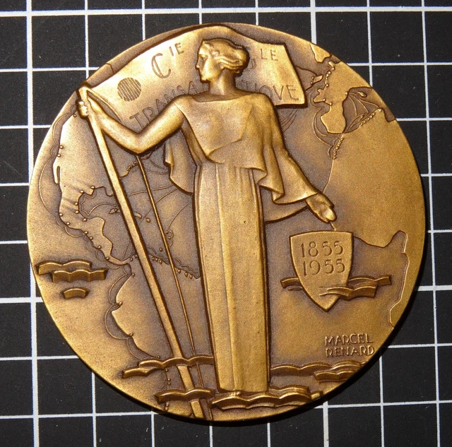 Médaille Ancienne En Bronze - Compagnie Générale Transatlantique, Bateau Colombie, XXe
