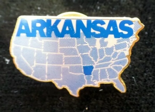 Vintage ARKANSAS Hat Pin Lapel Pin Map of United States 9817